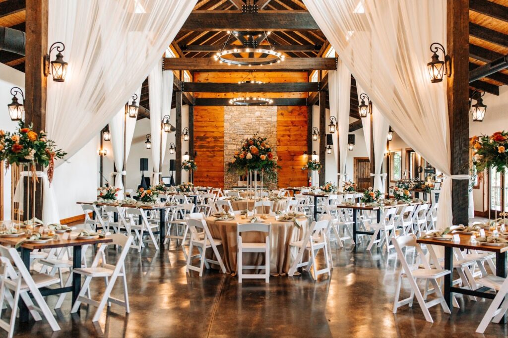 A wedding set up in Blue Mountain Vineyards