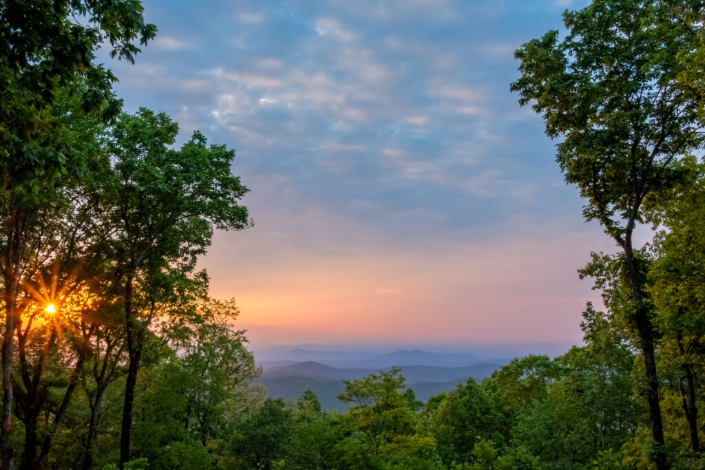 A summer sunset in dahlonega Georgia.
