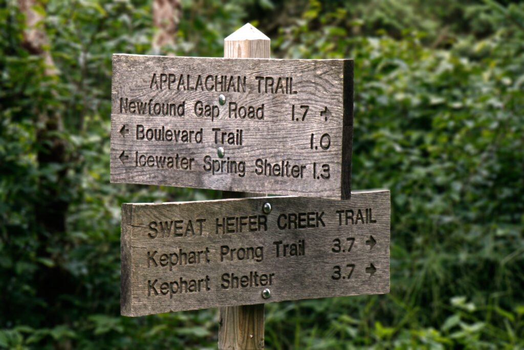 Signs on the appalachian trail.