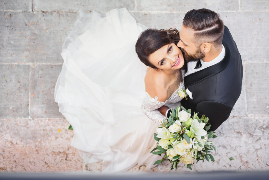 A bride and groom at there wedding.