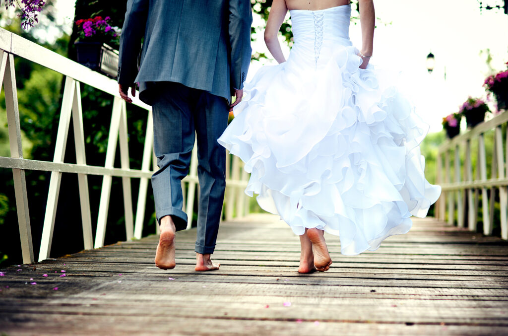 Beautiful wedding couple is enjoying their wedding.